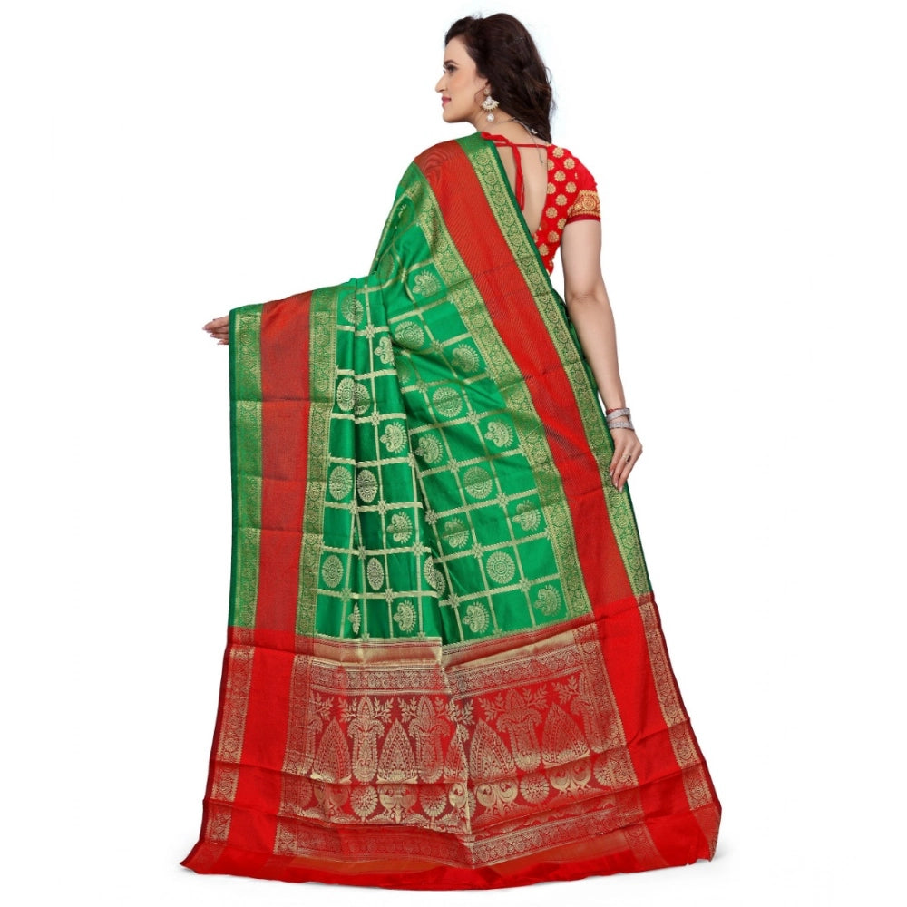 Women's Jacquard Woven Saree — Green · 1039