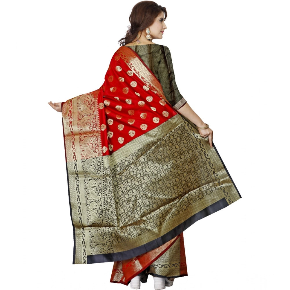 Women's Jacquard Woven Saree — Red · 1063