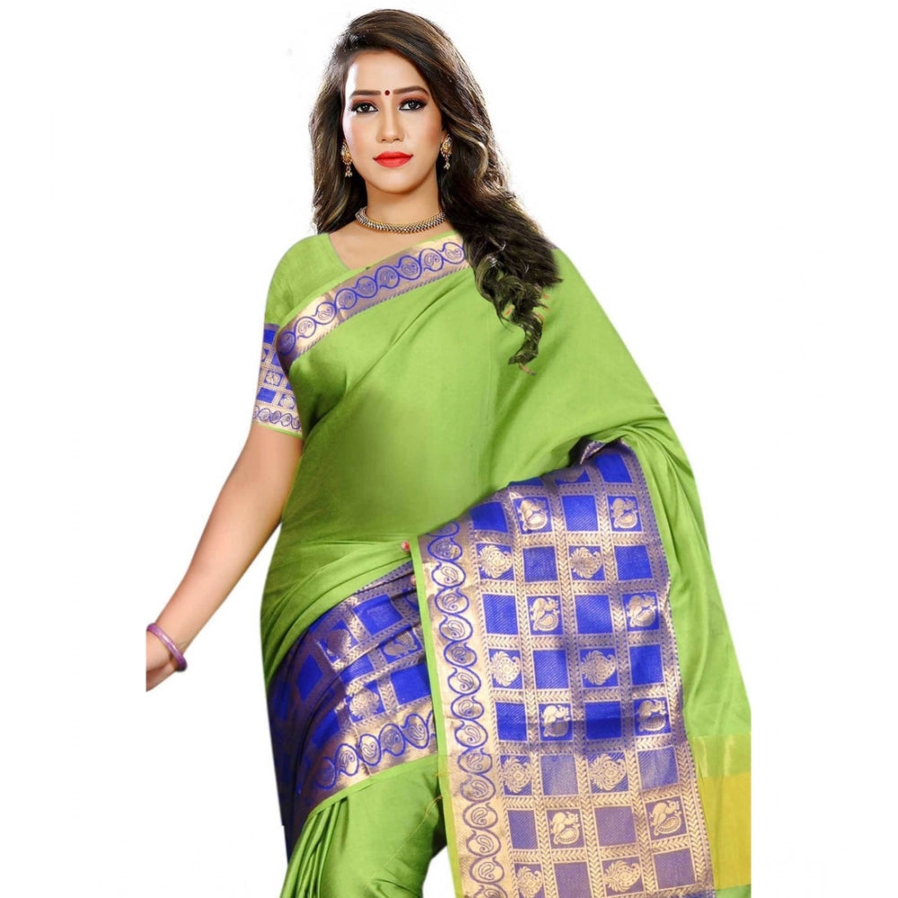 Women's Jacquard Woven Saree — Green · 1053