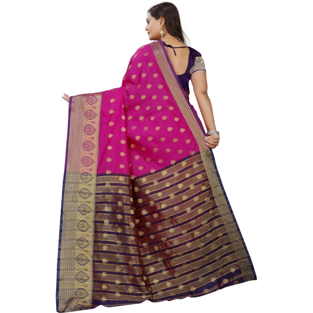 Women's Silk Blend Woven Saree — Purple-Pink · 1307