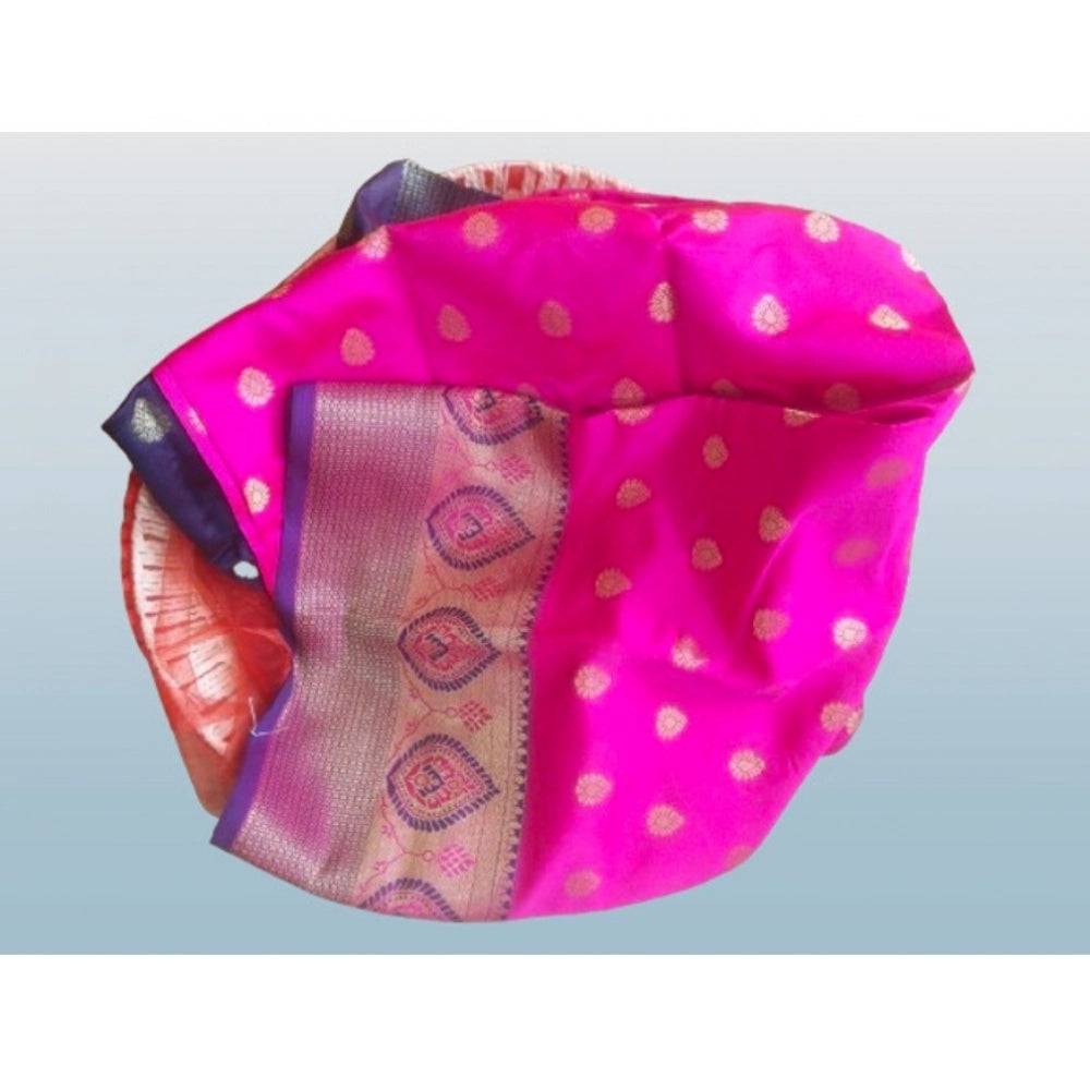 Women's Silk Blend Woven Saree — Pink · 1412