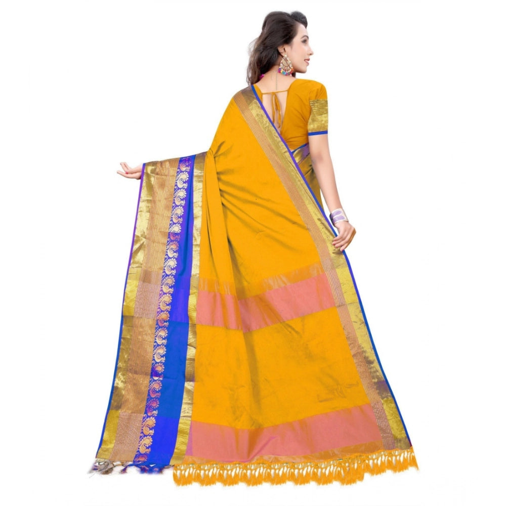 Women's Jacquard Woven Saree — Yellow