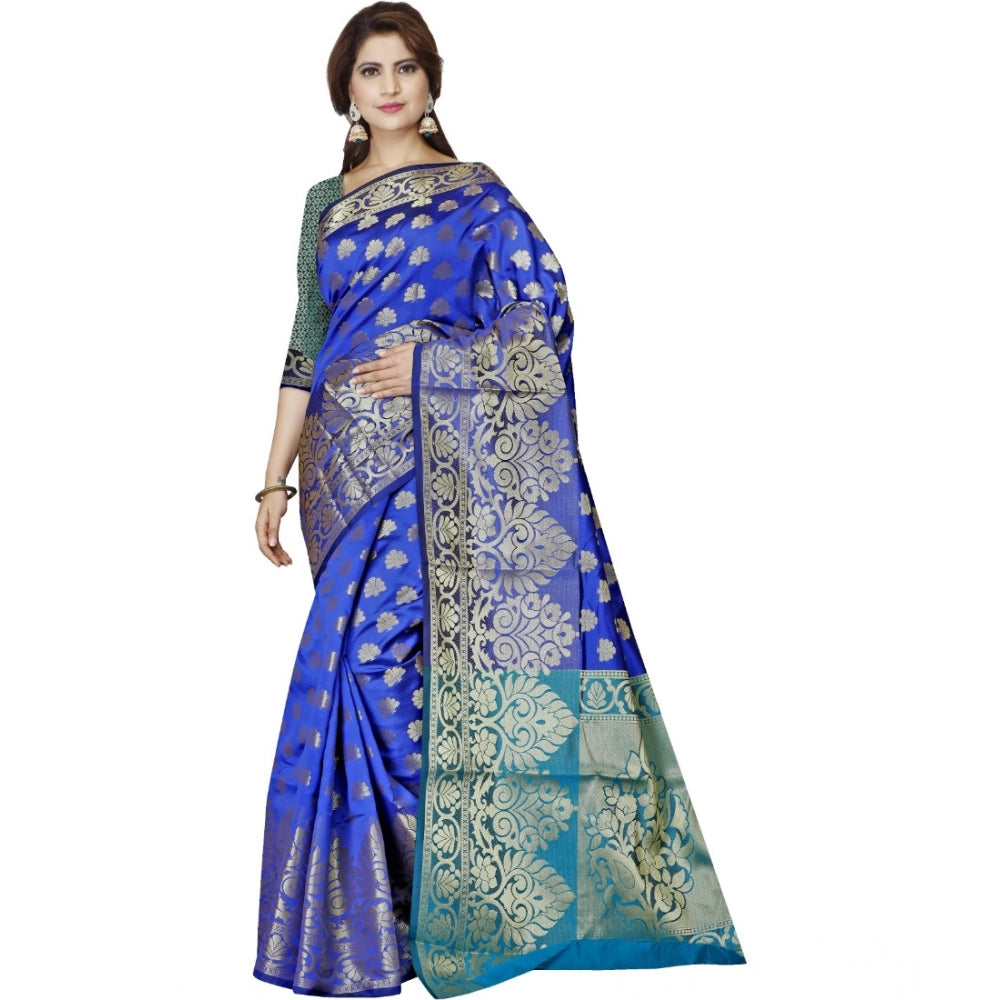 Women's Jacquard Woven Saree — Dark Blue