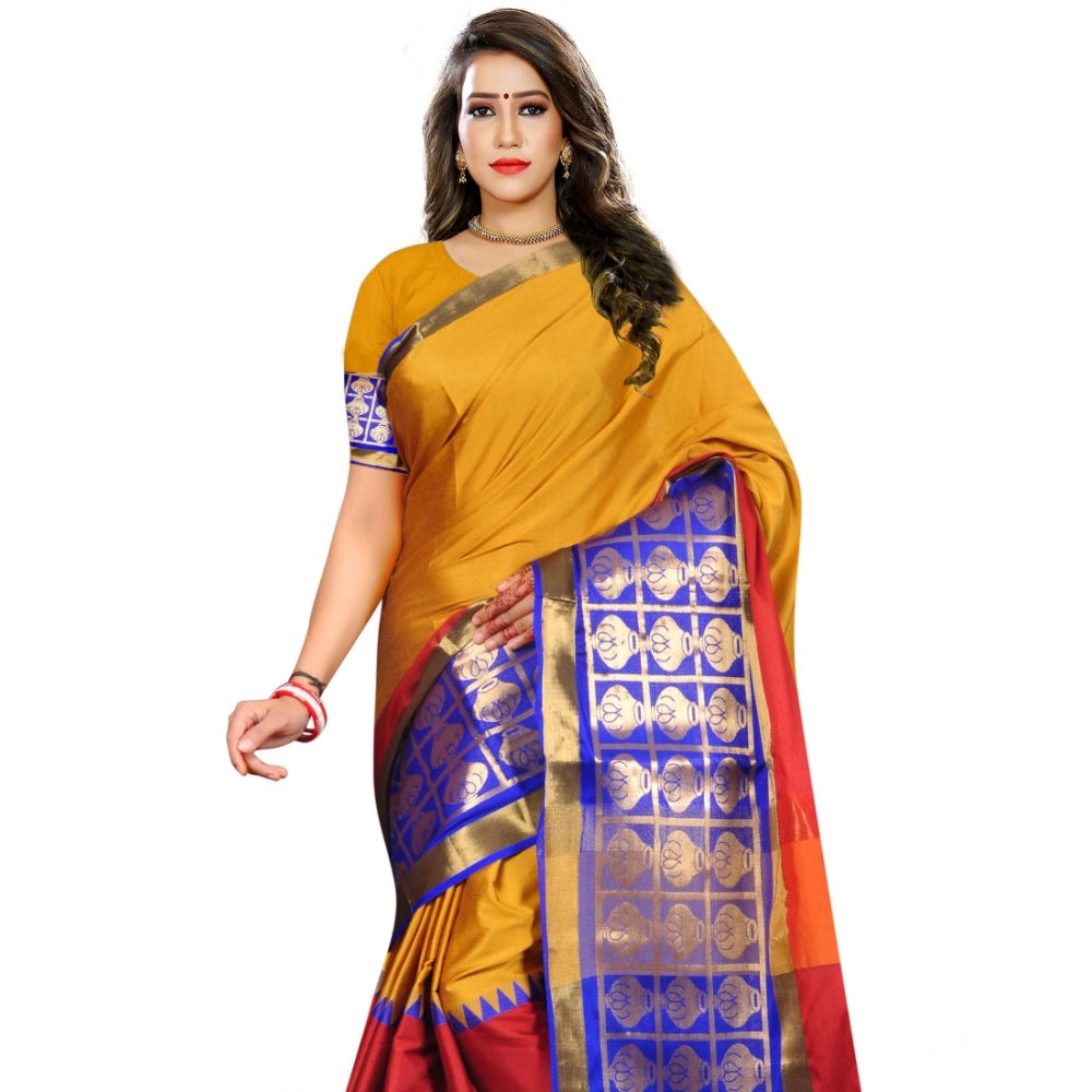 Women's Jacquard Woven Saree — Mustard · 1066