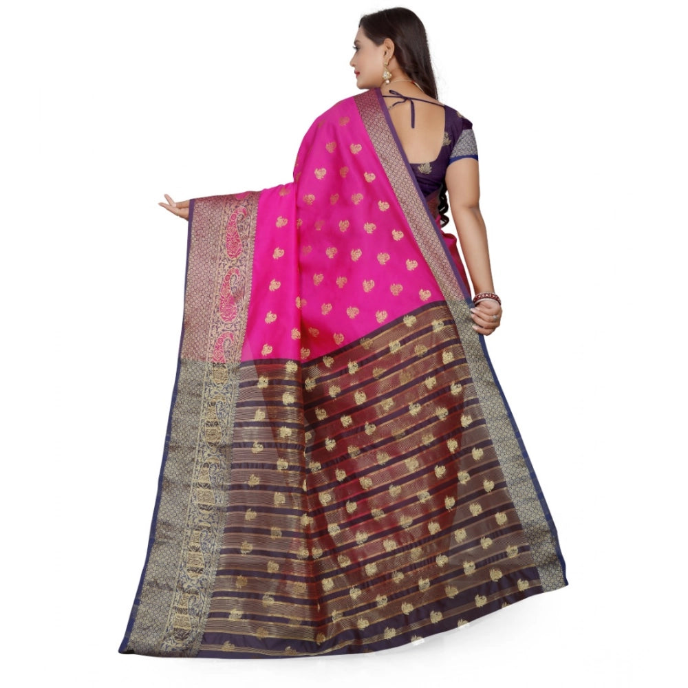 Women's Jacquard Woven Saree — Pink · 1109