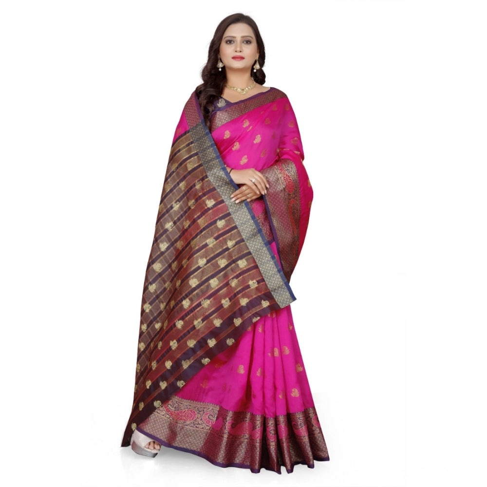 Women's Jacquard Woven Saree — Pink · 1109