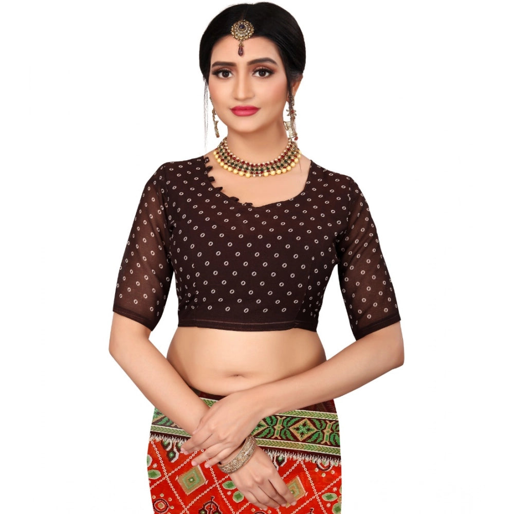 Women's Georgette Floral Print Saree — Orange