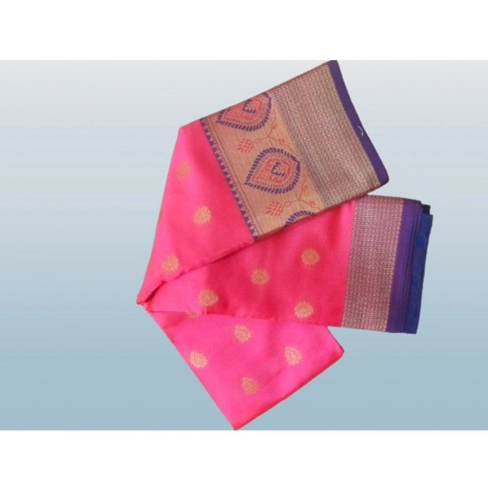 Women's Silk Blend Woven Saree — Pink · 1411