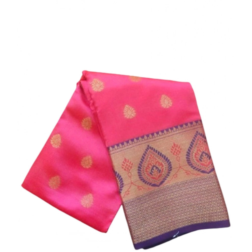 Women's Silk Blend Woven Saree — Pink · 1411