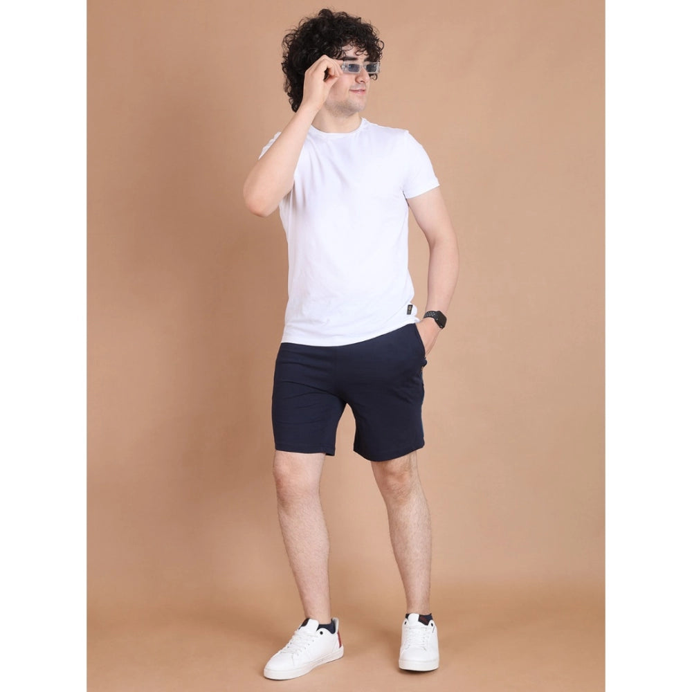 Men's Casual Cotton Striped Above Knee Shorts — Navy
