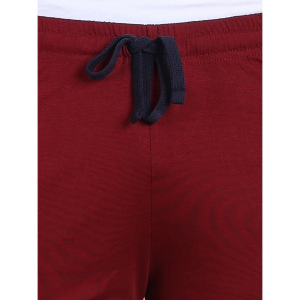 Men's Casual Cotton Striped Above Knee Shorts — Maroon