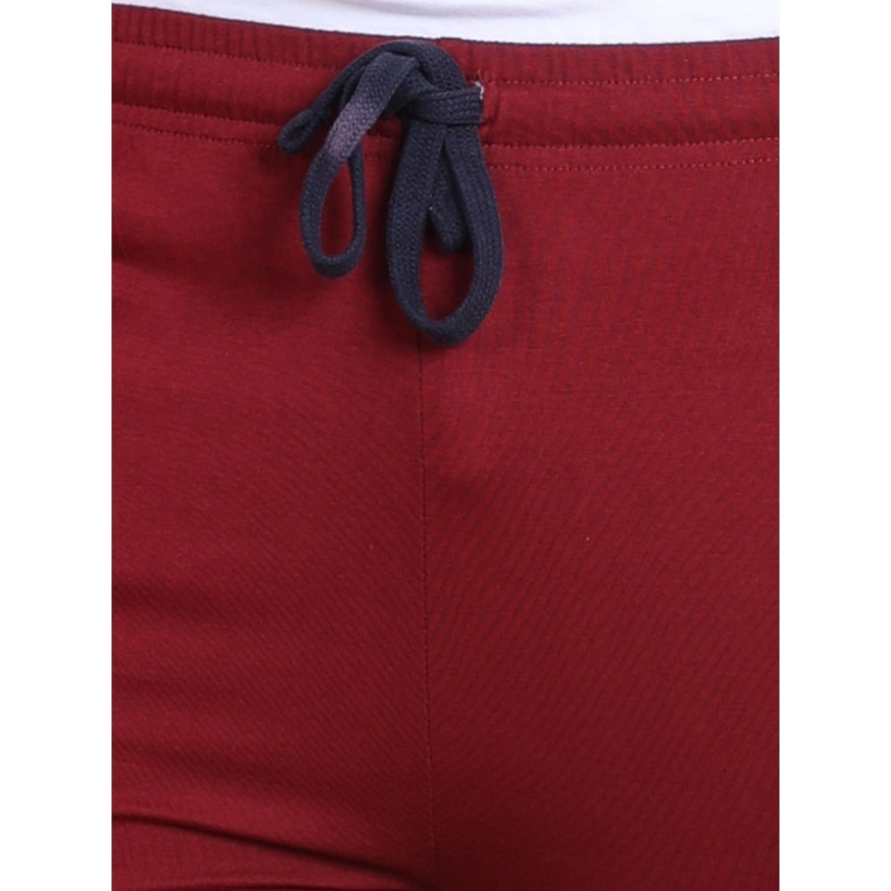 Men's Casual Cotton Striped Full Length Track Pant — Maroon