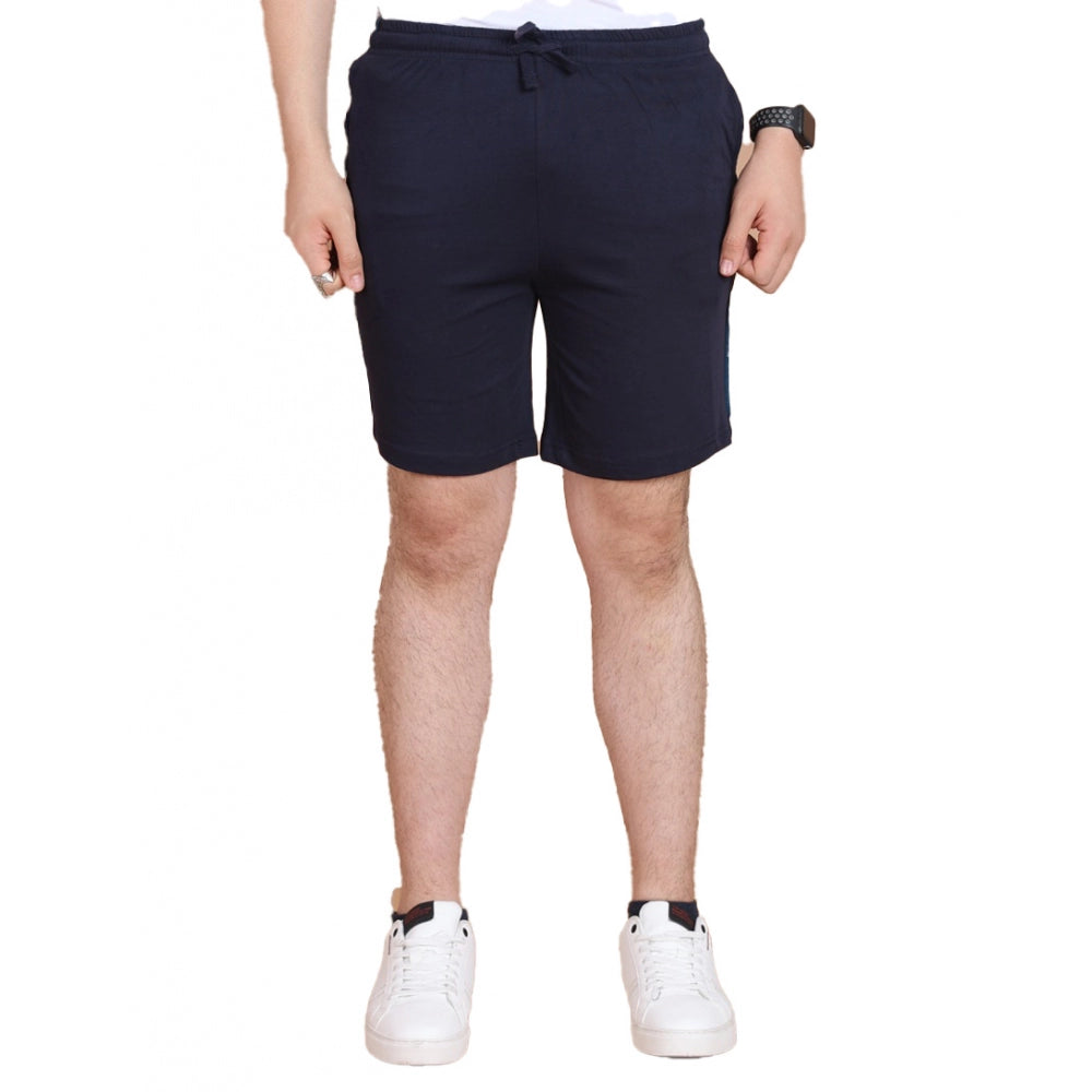 Men's Casual Cotton Striped Above Knee Shorts — Navy