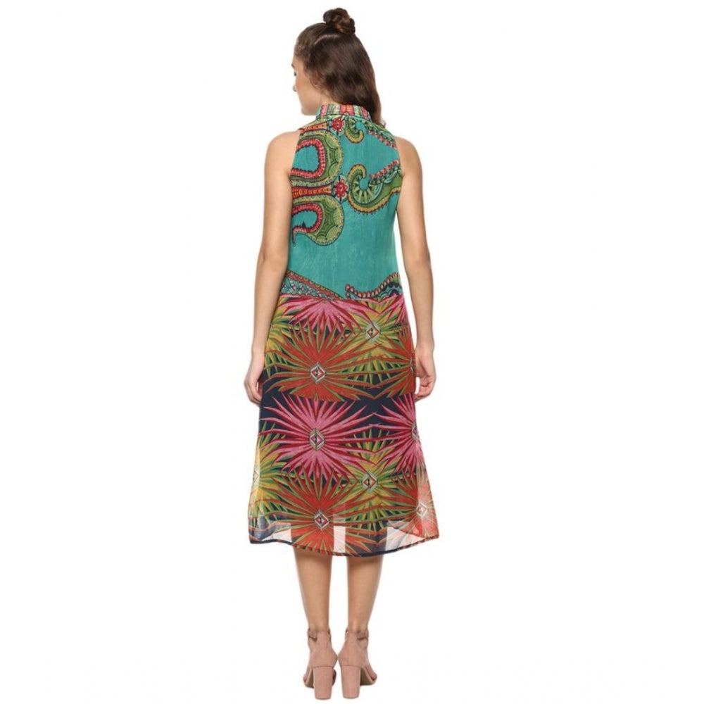 Women's Floral Sleeveless Below Knee Dress · 04_M