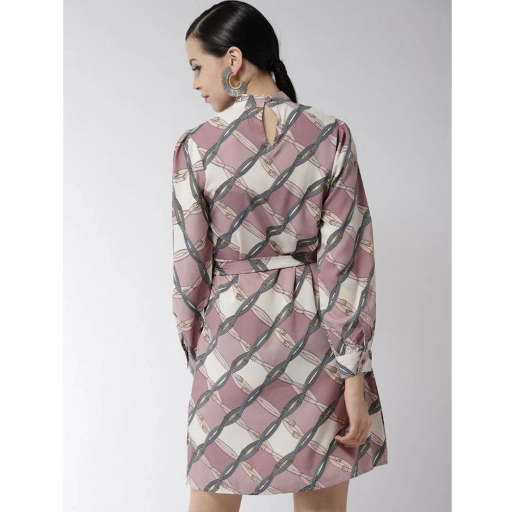 Women's Checkered Long Sleeves Above Knee Dress · 93_L