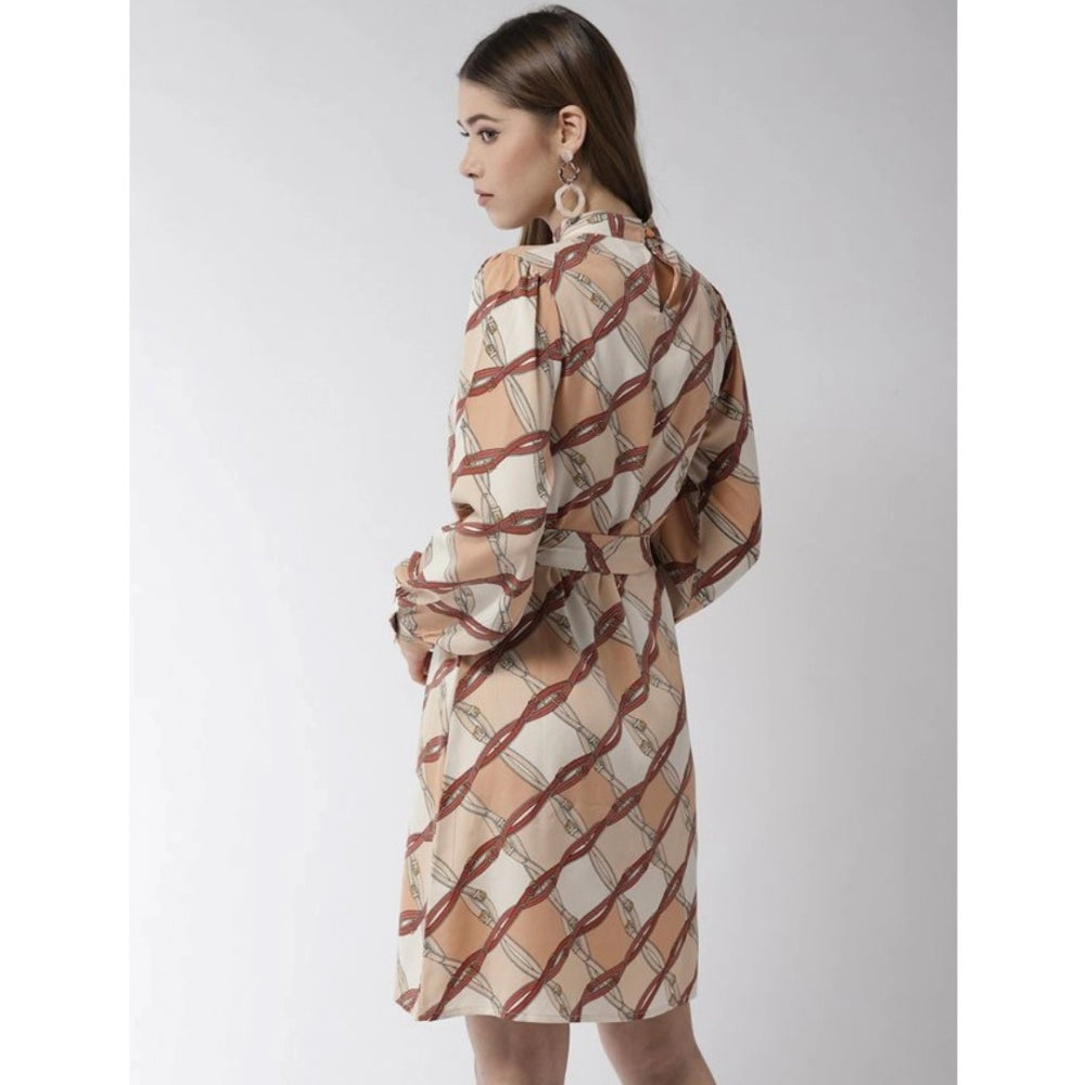 Women's Checkered Long Sleeves Above Knee Dress · 91_L