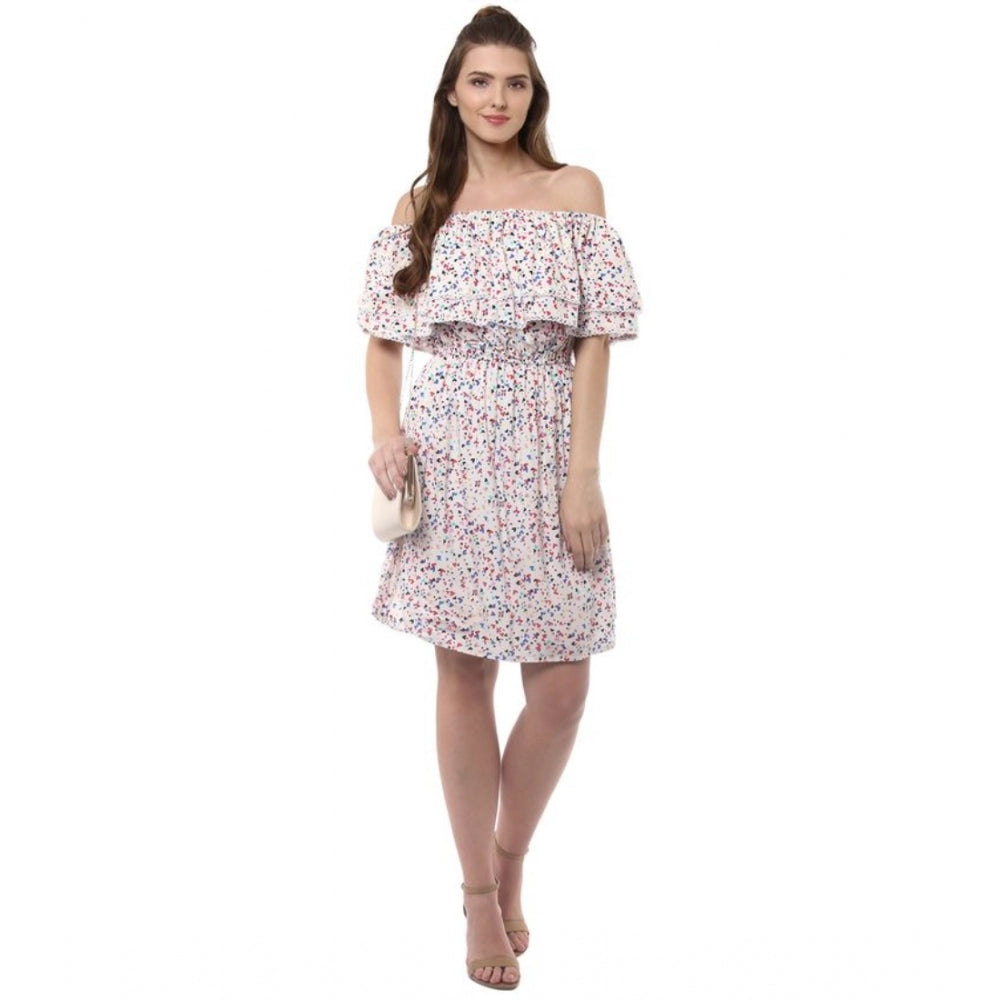 Women's Rayon Floral Half Sleeve Above Knee Dress