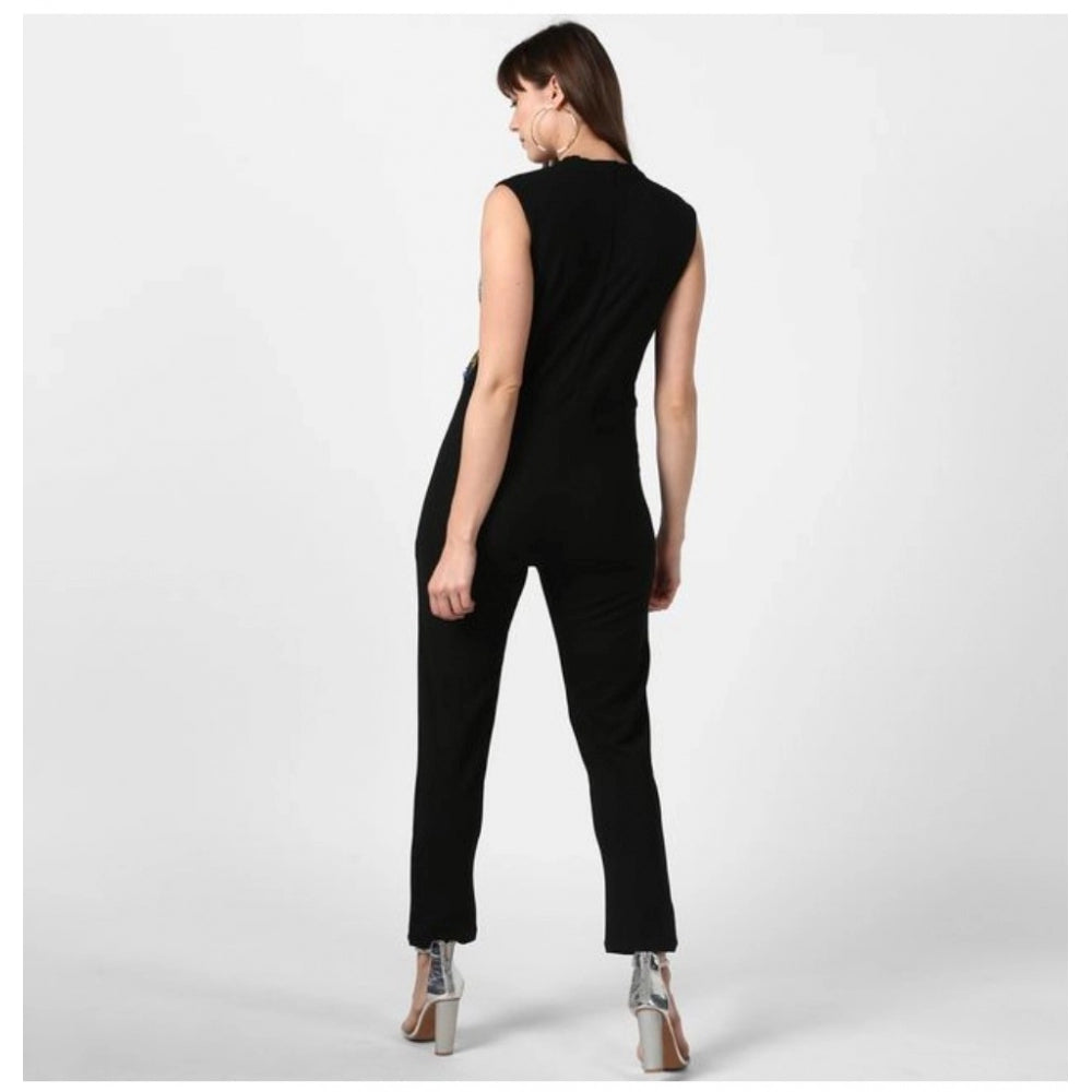 Women's Embellished Sleeveless Jumpsuit — Black