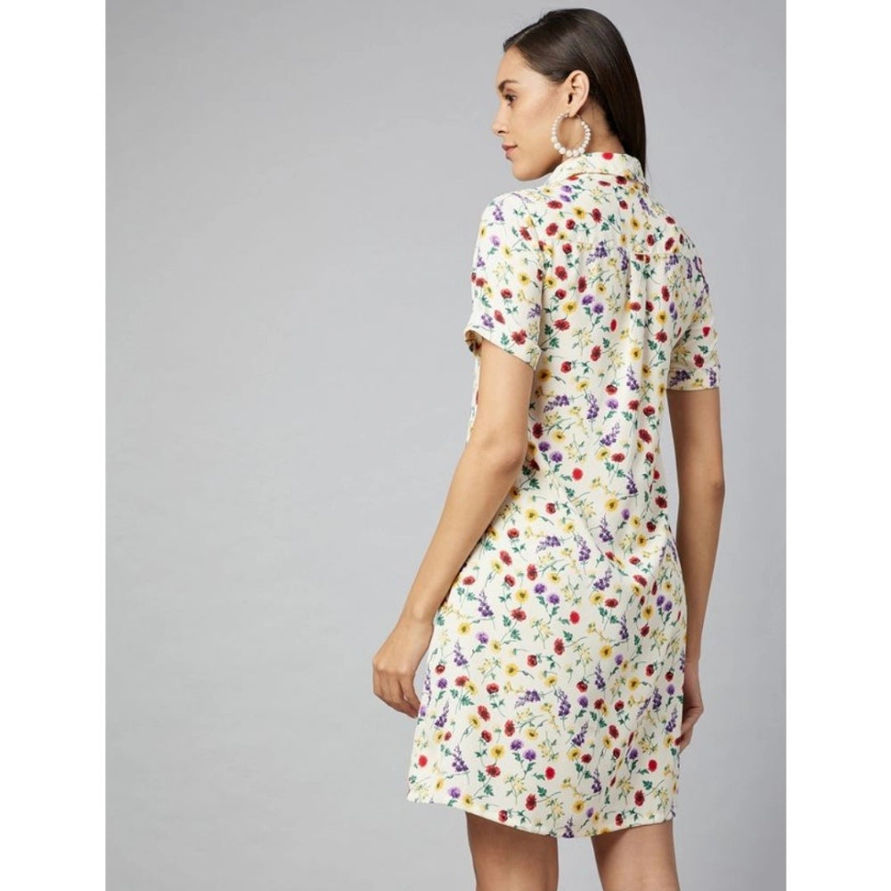 Women's Floral Short Sleeve Above Knee Dress