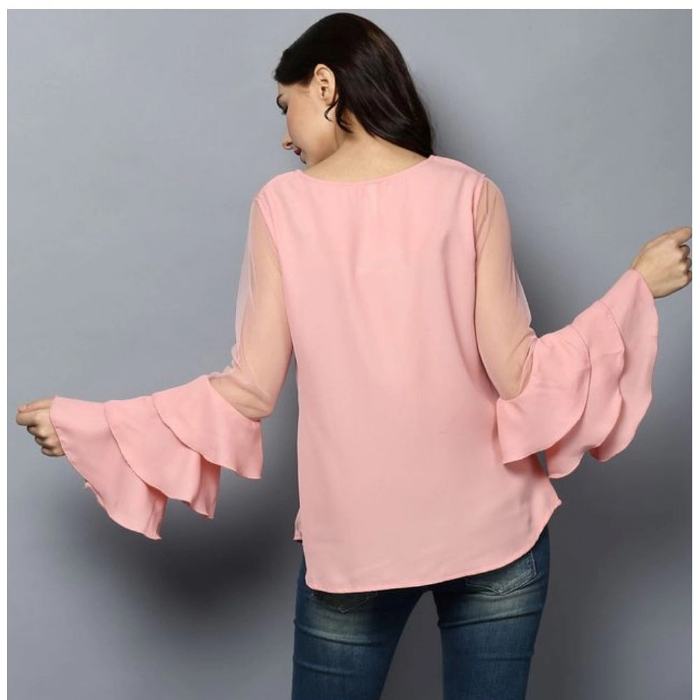Women's Solid Tier Sleeve Top — Pink
