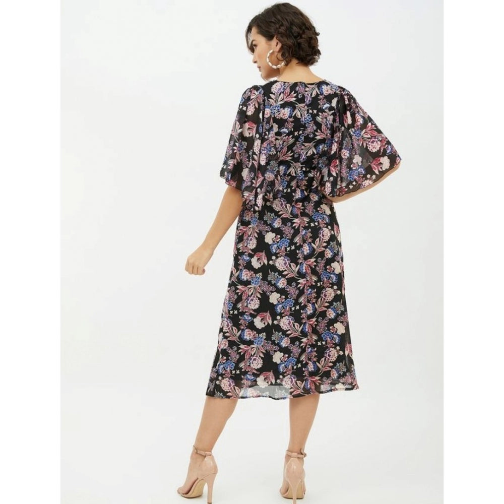 Women's Chain Print Cap Sleeve Calf-Length Dress
