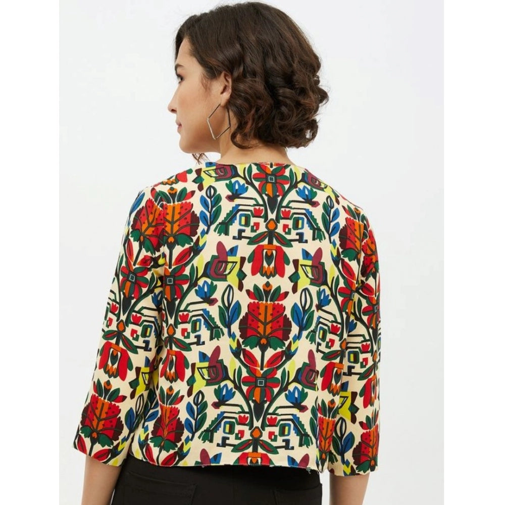 Women's Floral 3-4th Sleeves Shrug · 48_L
