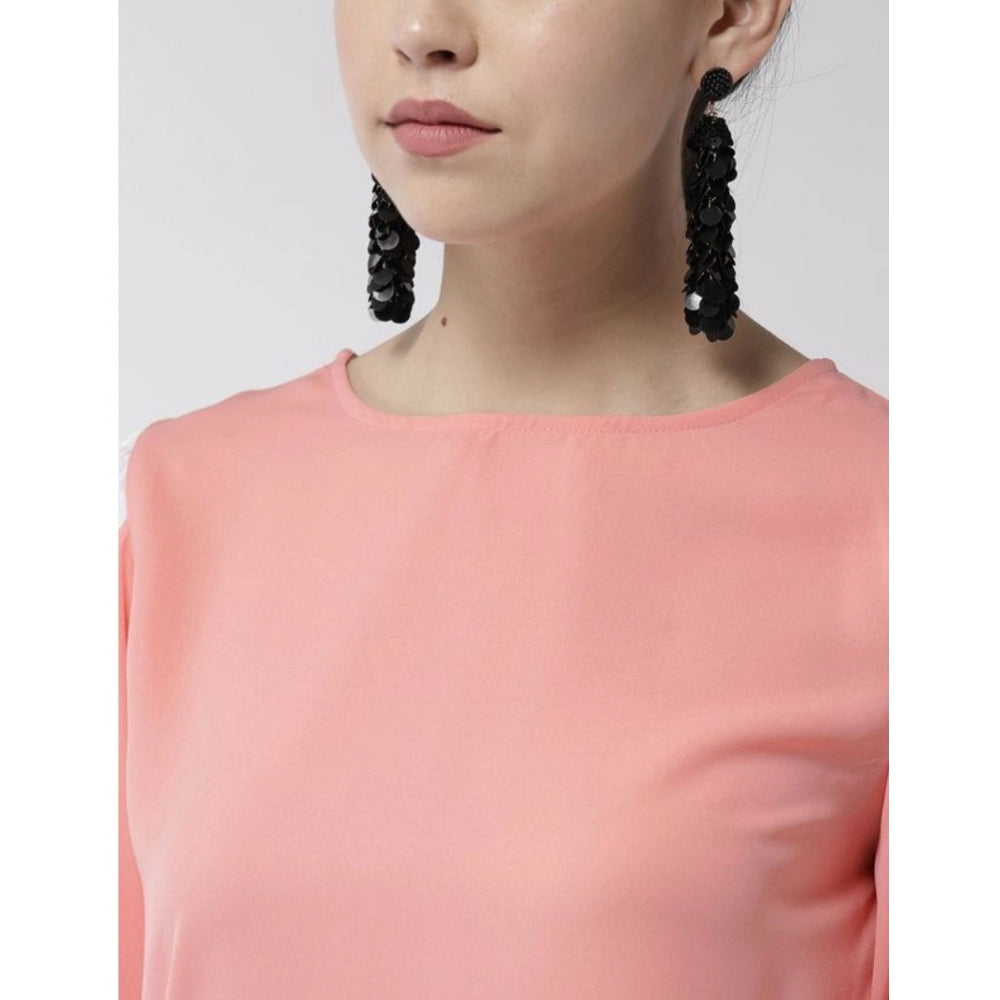 Women's Colour Block Slit Sleeve Top — Pink