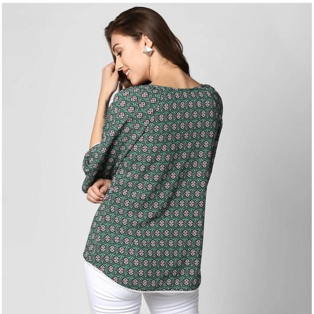 Women's Printed 3-4th Sleeves Top — Green · 31_L