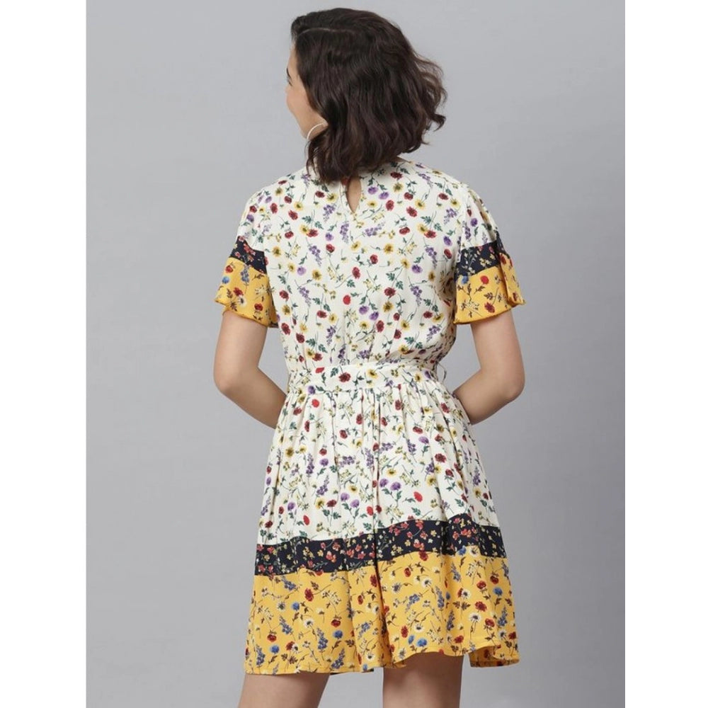 Women's Floral Flutter Above Knee Dress
