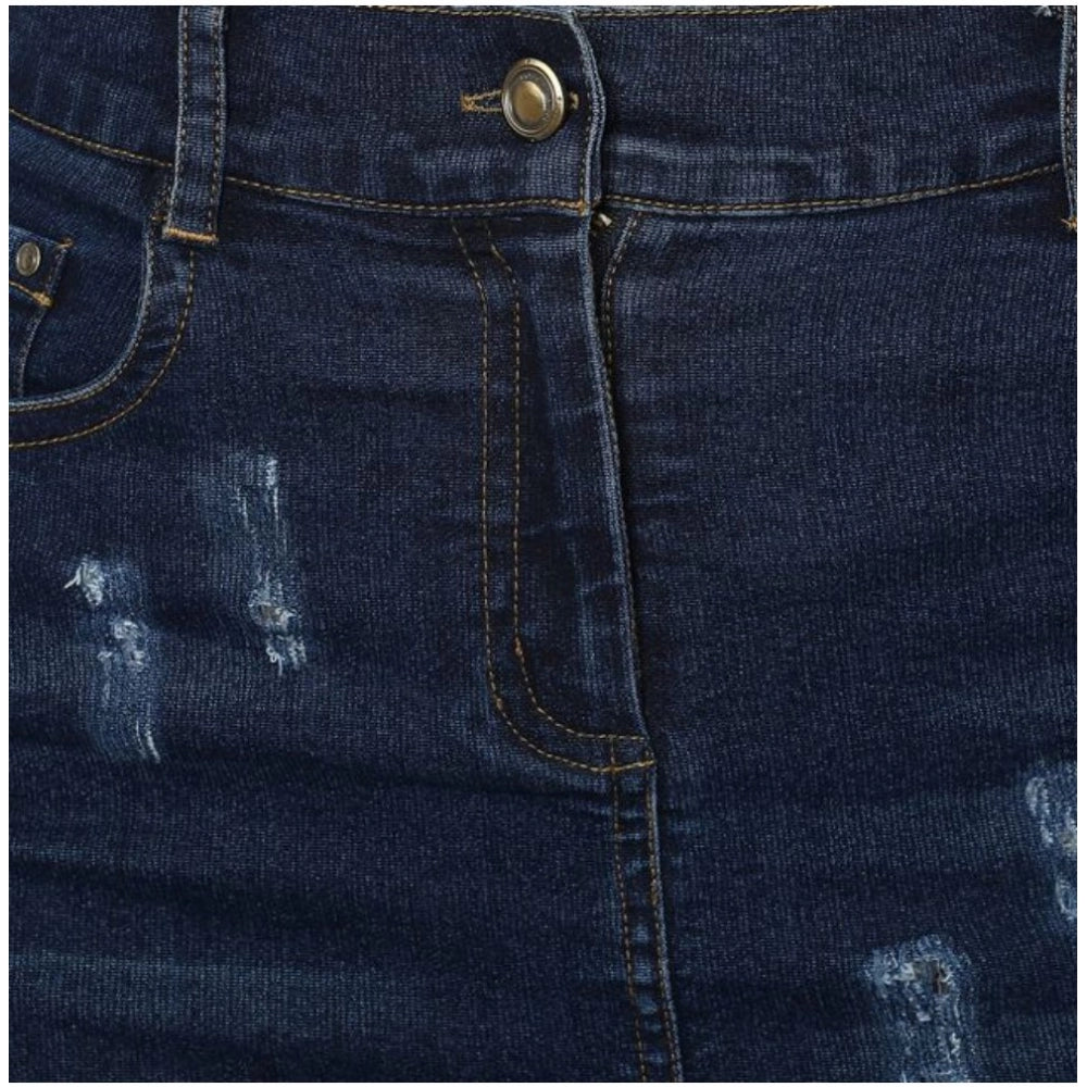 Women's Denim Distressed Buttoned Skirt — Blue