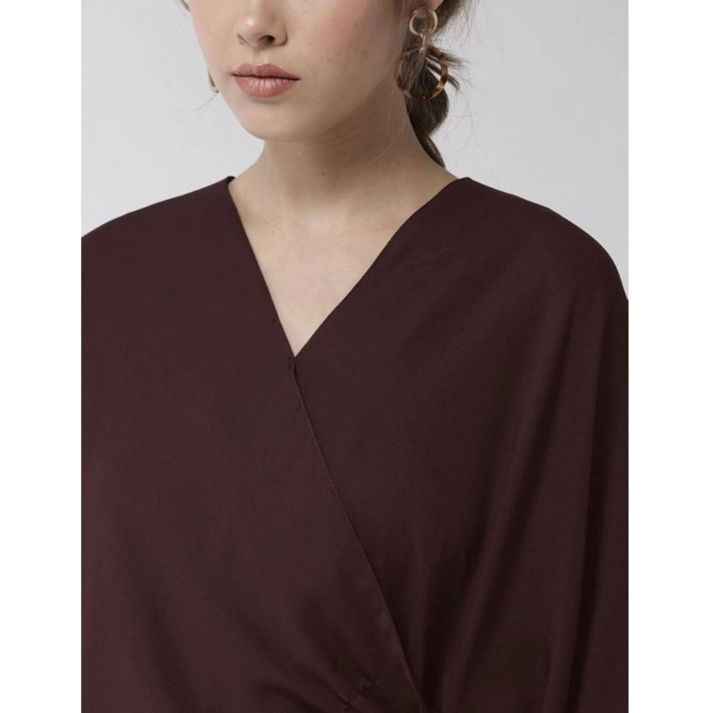 Women's Solid Cape Sleeve Top — Maroon