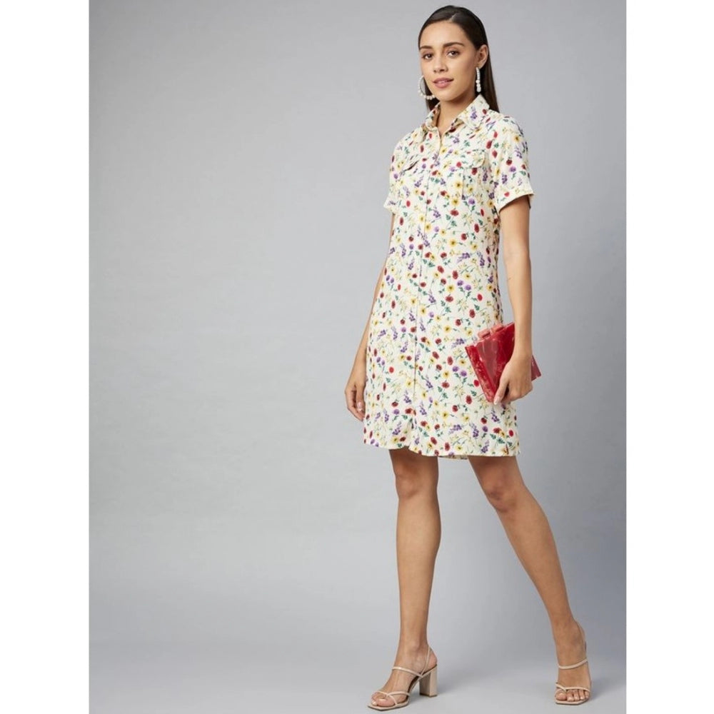 Women's Floral Short Sleeve Above Knee Dress
