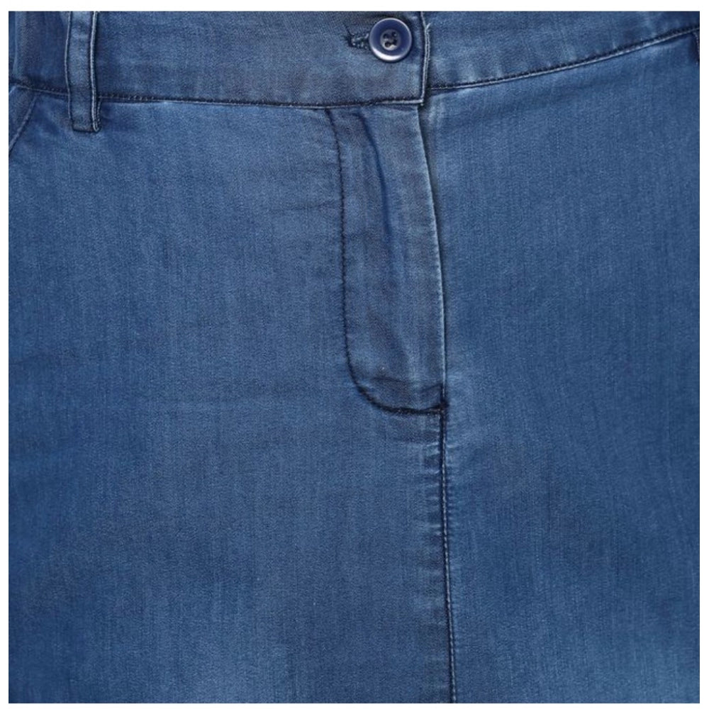 Women's Denim Washed Buttoned Skirt — Blue · 79_L