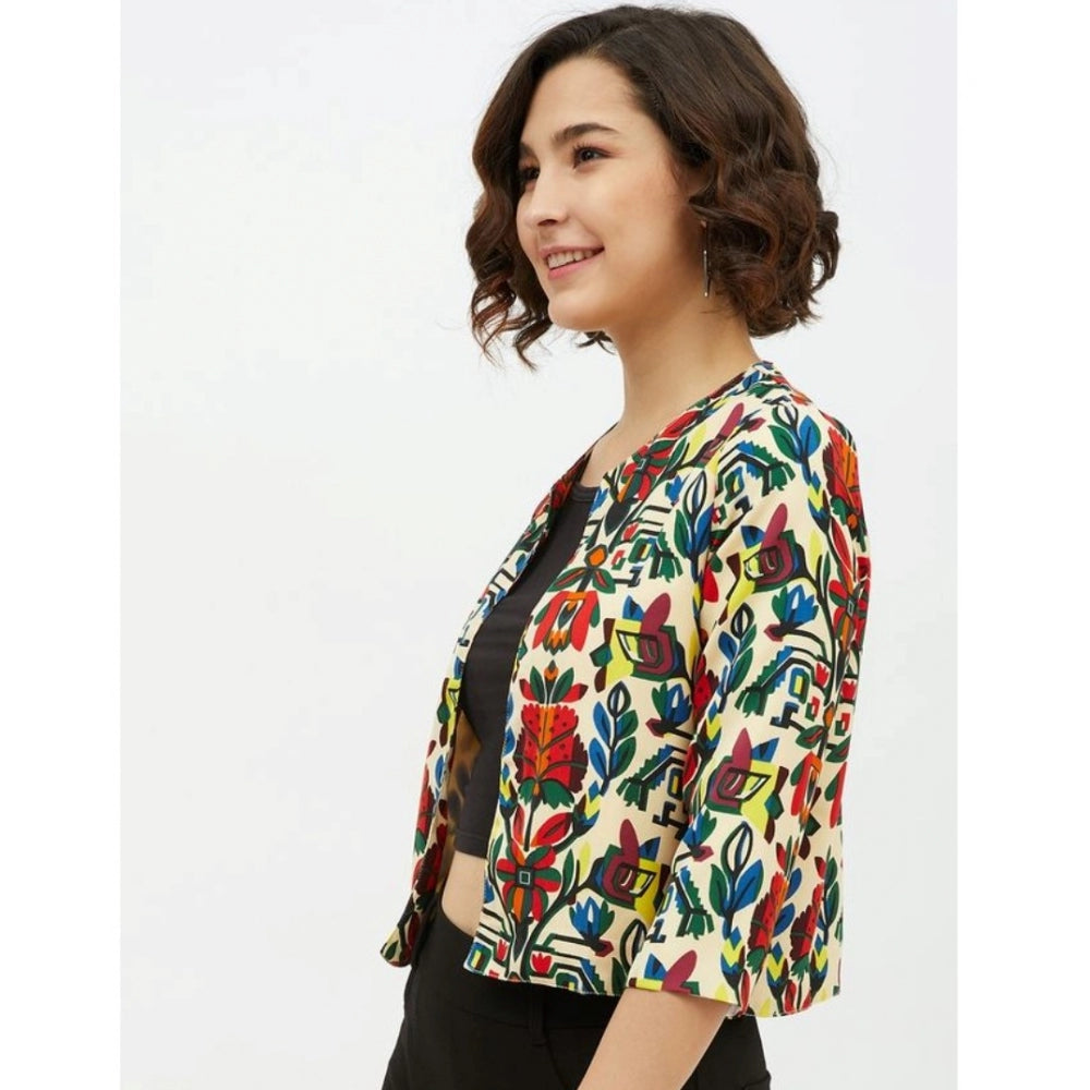 Women's Floral 3-4th Sleeves Shrug · 48_L
