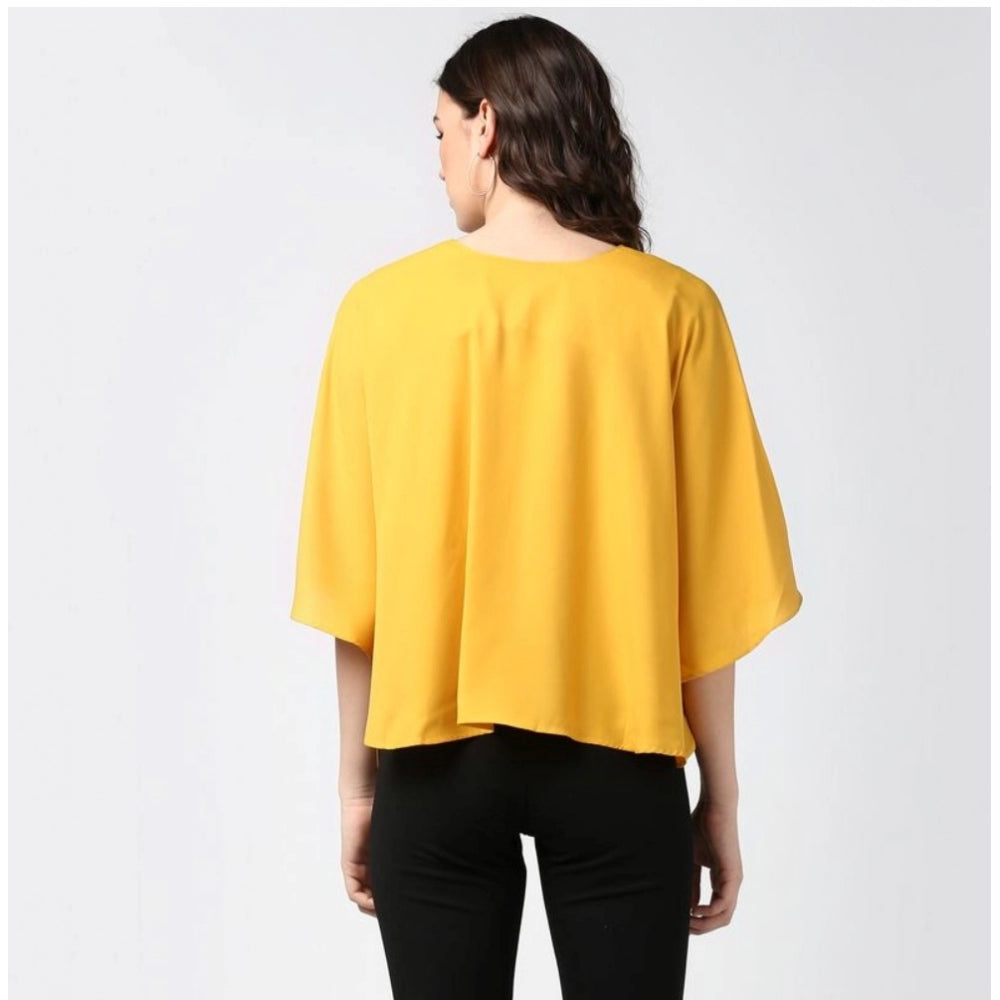 Women's Solid Cape Sleeve Top — Yellow