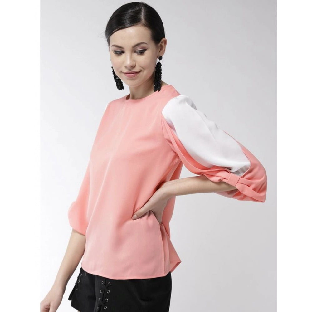 Women's Colour Block Slit Sleeve Top — Pink