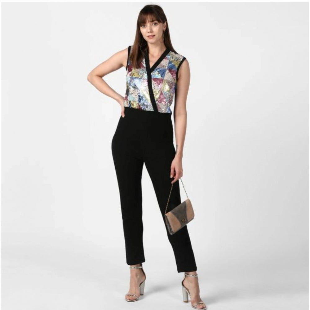 Women's Embellished Sleeveless Jumpsuit — Black