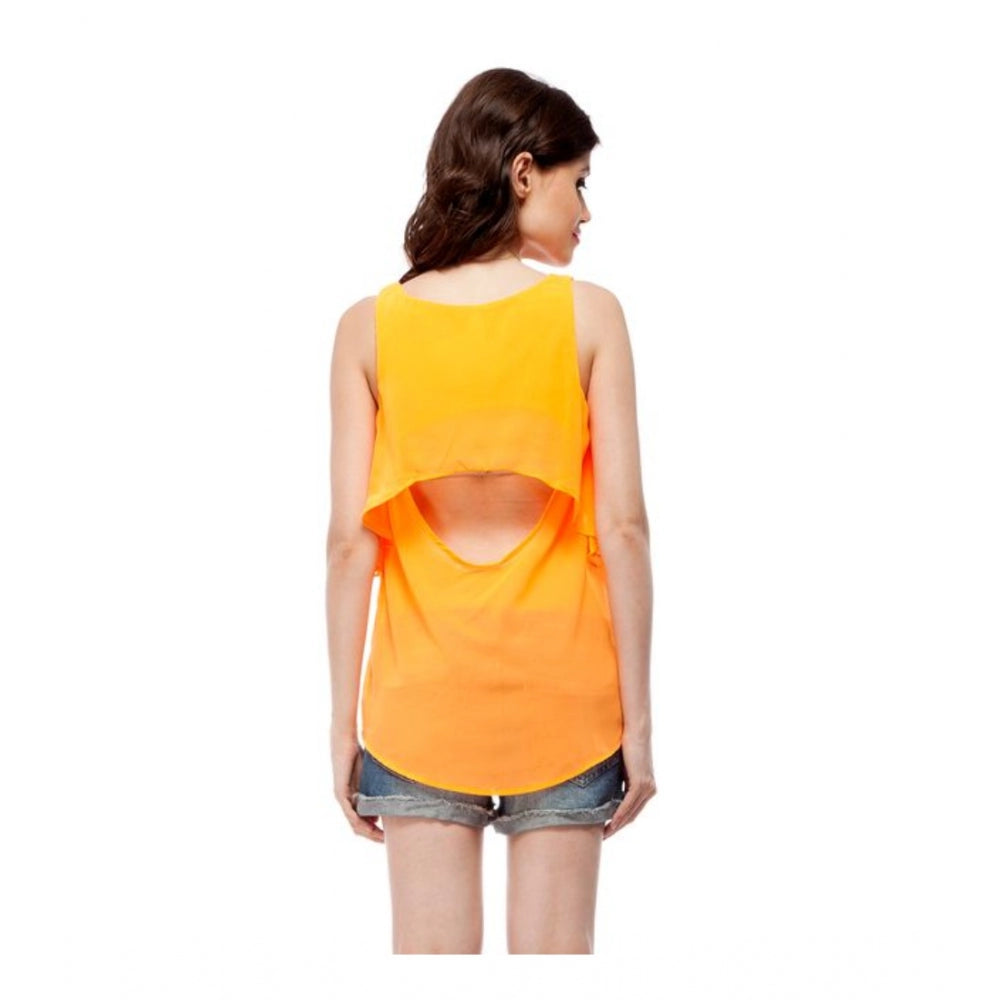 Women's Solid Sleeveless Regular Top — Orange