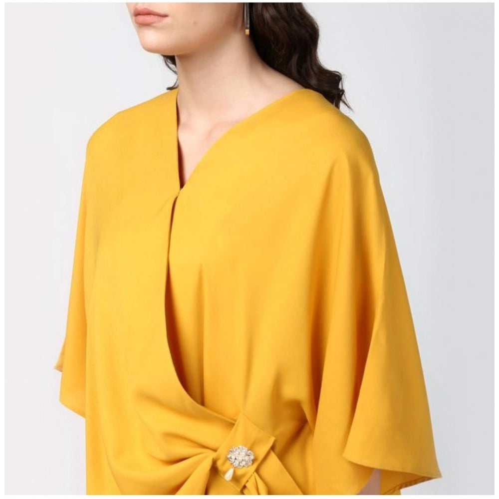 Women's Solid Cape Sleeve Top — Yellow