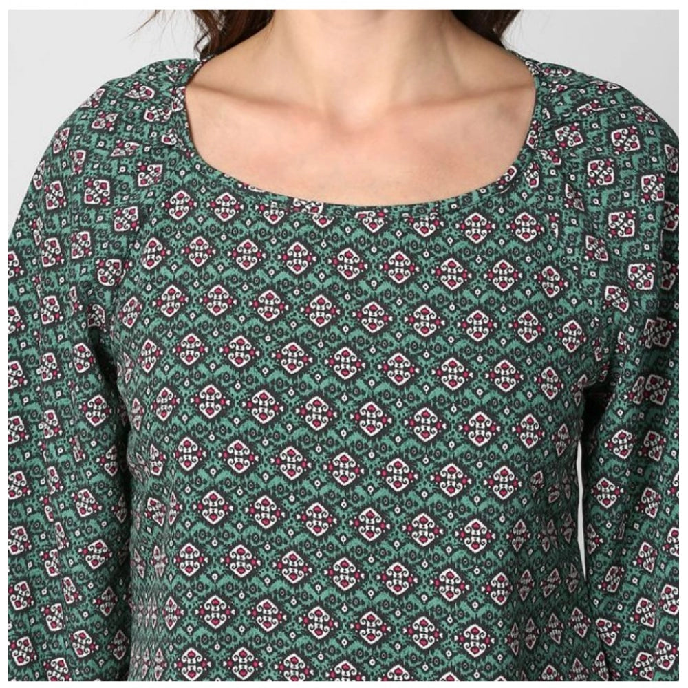 Women's Printed 3-4th Sleeves Top — Green · 31_L