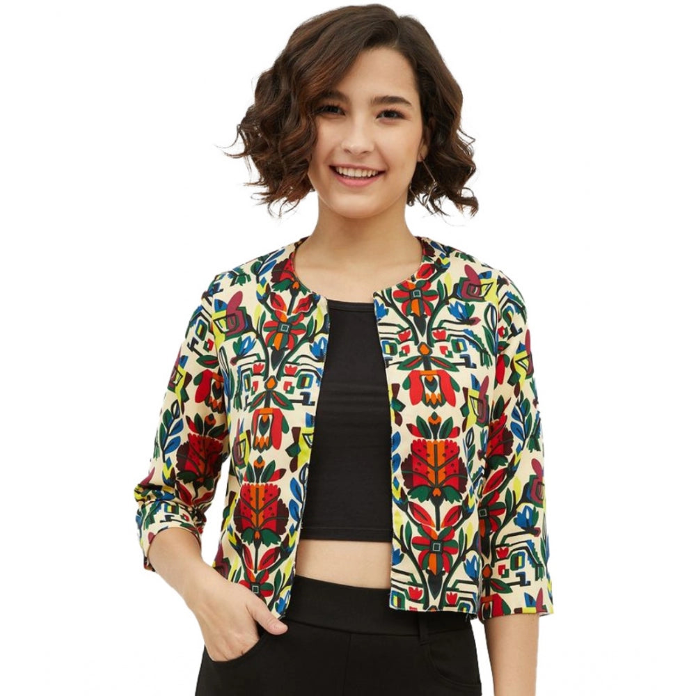 Women's Floral 3-4th Sleeves Shrug · 48_L