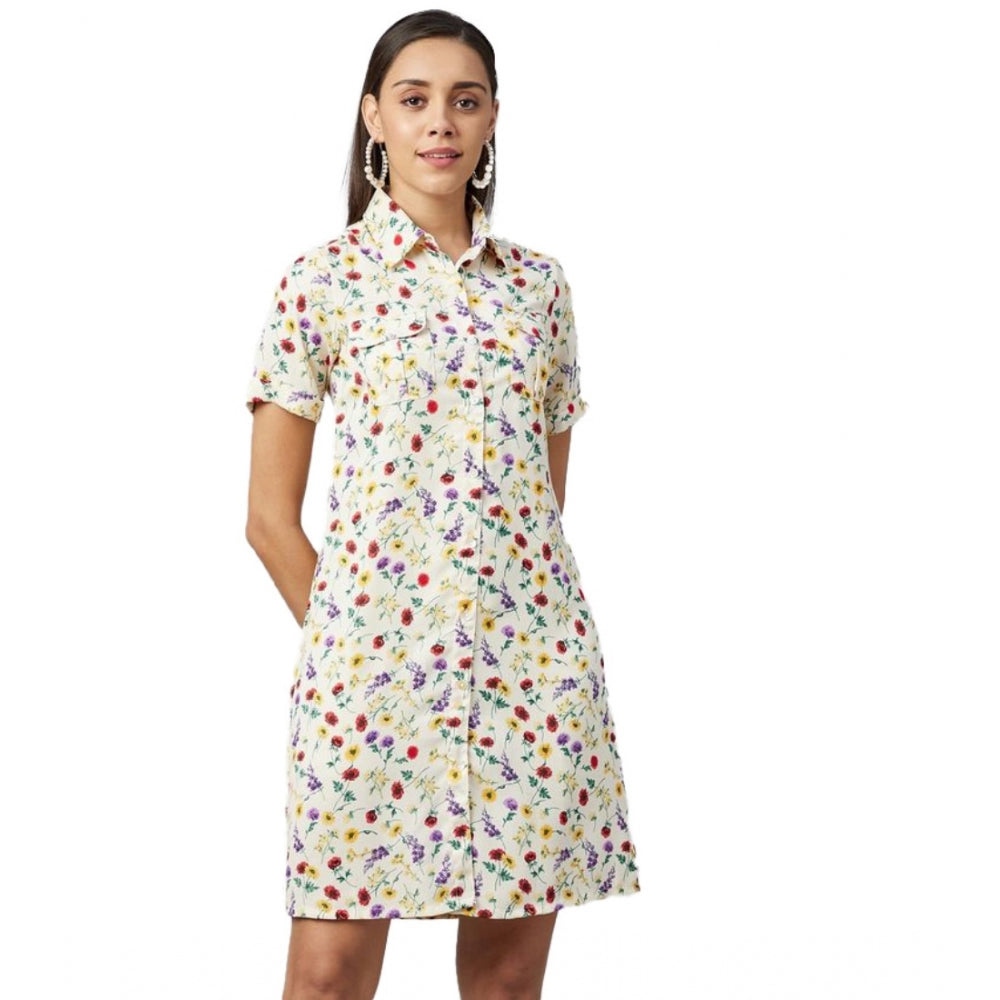Women's Floral Short Sleeve Above Knee Dress