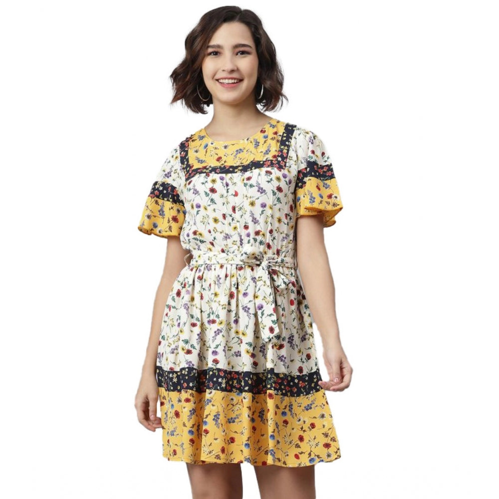 Women's Floral Flutter Above Knee Dress
