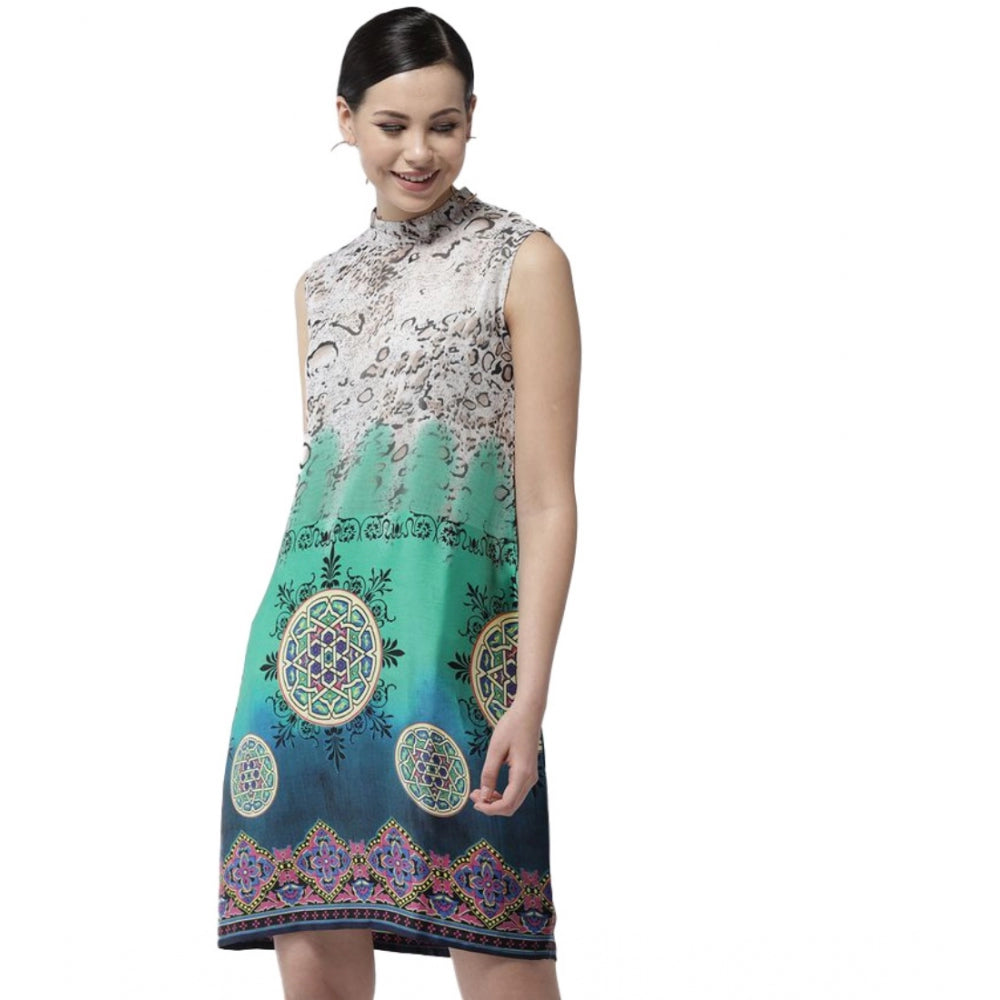 Women's Printed Sleeveless Above Knee Dress
