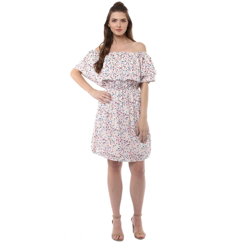 Women's Rayon Floral Half Sleeve Above Knee Dress