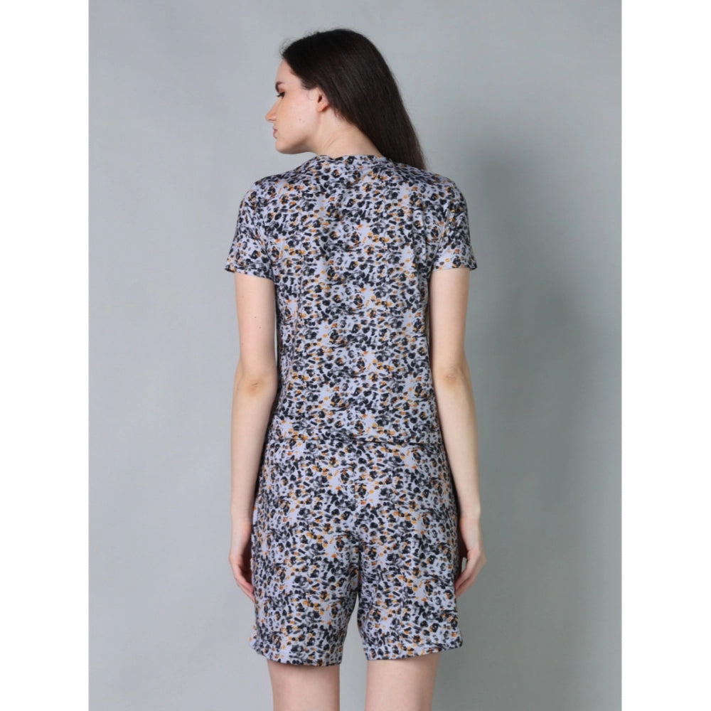 Women's Cotton Blended Printed Round Neck Half Sleeve Top · rd_L