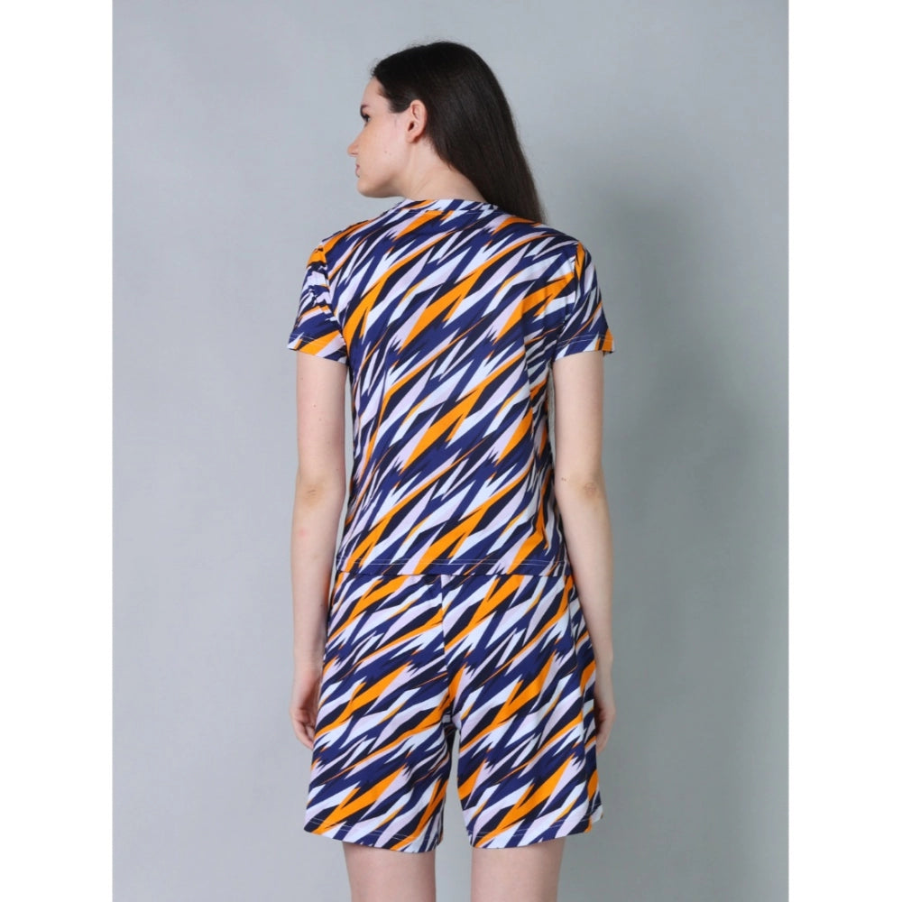 Women's Cotton Blended Printed Round Neck Half Sleeve Top — Yellow · lw_L