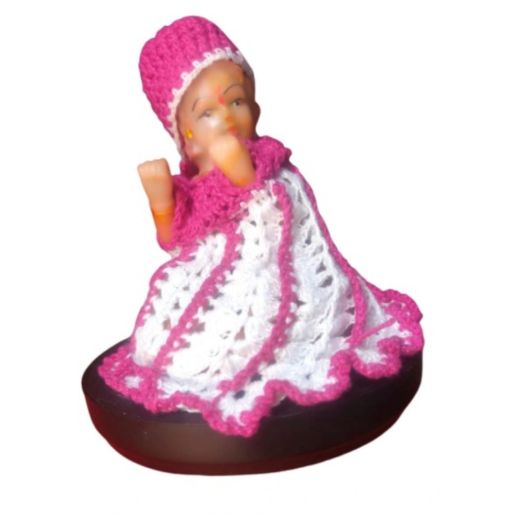 Laddu Gopal Tharad Dress Size: 0 To 6 — Pink-White