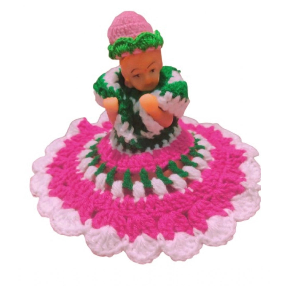 Laddu Gopal Tharad Dress Size: 0 To 6 — Pink-Green