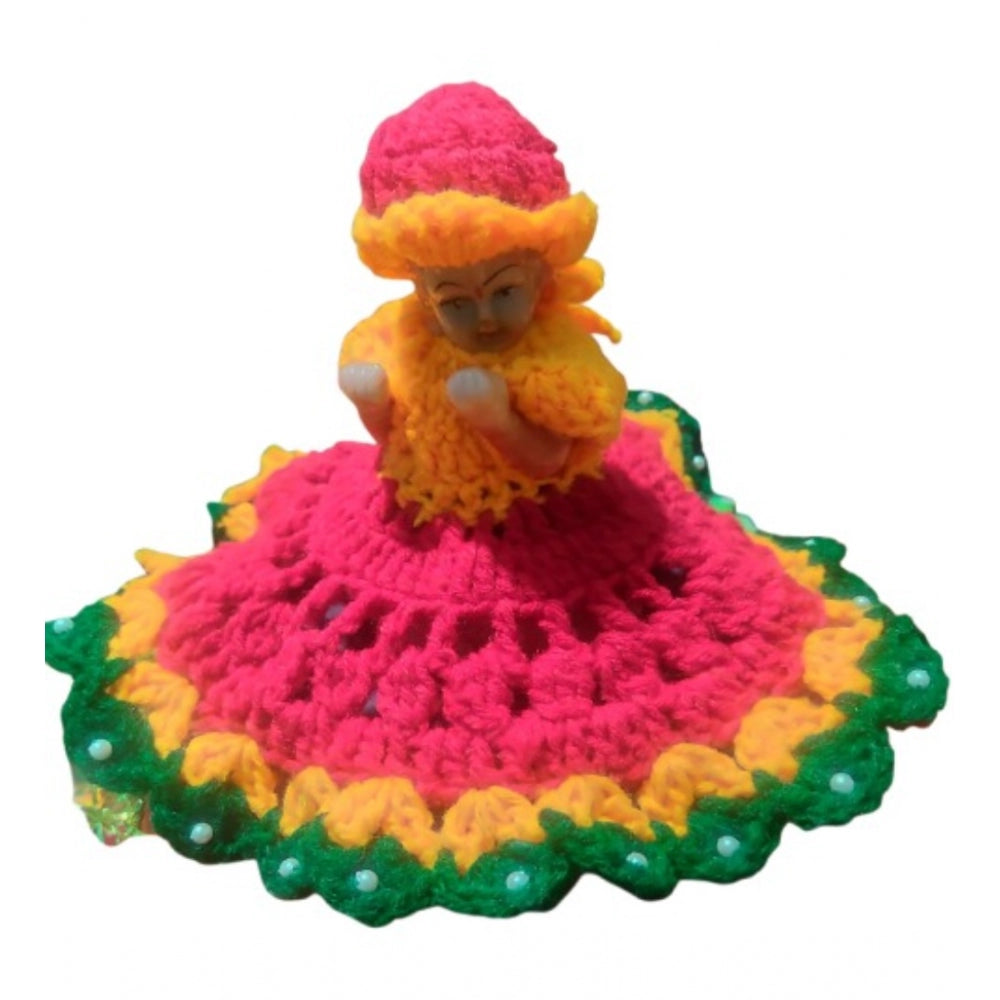 Laddu Gopal Tharad Dress Size: 0 To 6 — Red-Yellow-Green